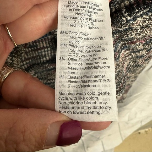 Madewell Top Size XS Multicolored Knit Pleated Puff Shoulders Long Sleeve - Picture 8 of 8